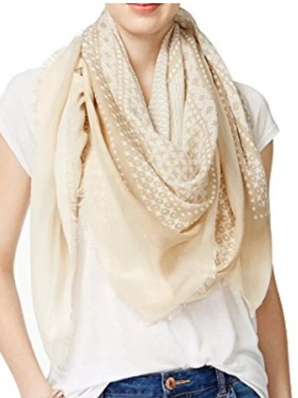 Collection XIIX Bleached Denim Square Scarf, Trusty Tan, One Size